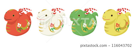 Cute snake clay bell illustration (4-color set) Cute snake clay bell illustration (4-color set) 116043702