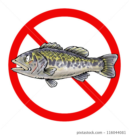 Black bass prohibition sign 116044081