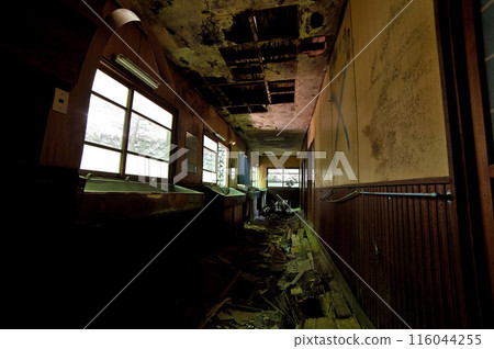 Ruins of a university training facility before demolition 116044255