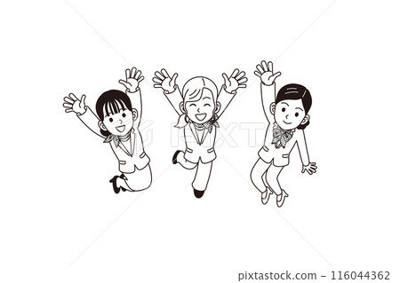 A woman with a scarf jumping 116044362