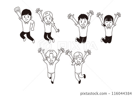 A person in a polo shirt jumping A person in a polo shirt jumping 116044384