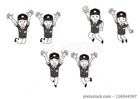 A transportation worker jumping A transportation worker jumping 116044397