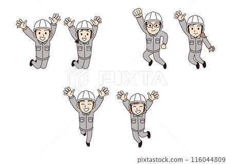 A person in work clothes jumping A person in work clothes jumping 116044809