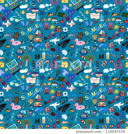 Summer, Vacation, Travel, Seamless pattern 116045576