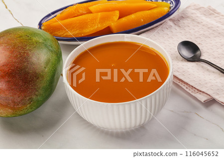 Sweet mango puree in the bowl Sweet mango puree in the bowl 116045652