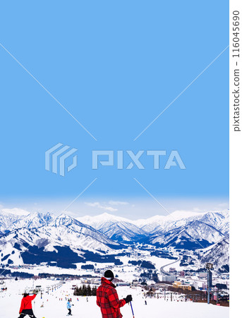 Panoramic view of ski slopes [ Iwappara Ski Resort in Echigo Yuzawa in Niigata Prefecture ] 116045690