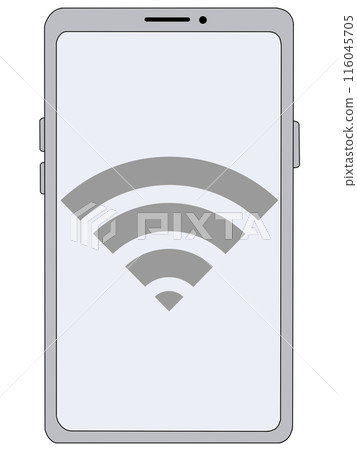 Wi-Fi (out of range 1) displayed on the smartphone (silver) Wi-Fi (out of range 1) displayed on the smartphone (silver) 116045705