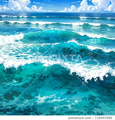 The midsummer sea with waves 116045966