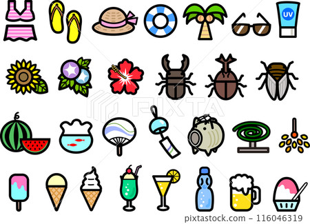 夏天圖示集（顏色） 116046319