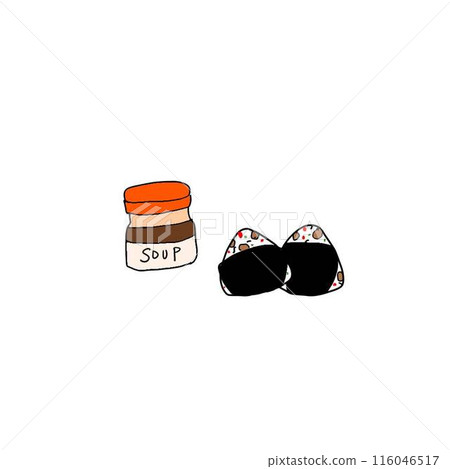 Lunch☆Digital illustration of rice balls and soup Lunch☆Digital illustration of rice balls and soup 116046517