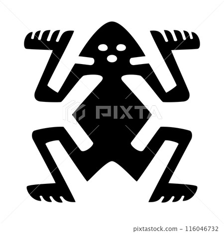 Frog and ghost motif of a pre-Columbian clay stamp, found in Costa Rica. Figure-ground reversal and optical illusion, after a ceramic stamp from 7th century, to imprint paper, textiles, and the body. Frog and ghost motif of a pre-Columbian clay stamp, found in Costa Rica. Figure-ground reversal and optical illusion, after a ceramic stamp from 7th century, to imprint paper, textiles, and the body. 116046732