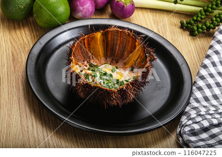Grilled Sea Urchin with egg Grilled Sea Urchin with egg 116047225