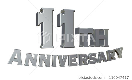 3DCG text "11th Anniversary" Silver, Silver 3DCG text "11th Anniversary" Silver, Silver 116047417