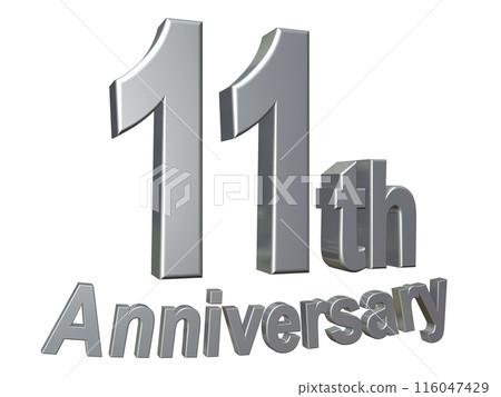 3DCG text "11th Anniversary" Silver, Silver 116047429