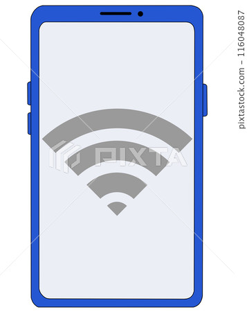 Wi-Fi (out of range 1) displayed on the smartphone (blue) Wi-Fi (out of range 1) displayed on the smartphone (blue) 116048087