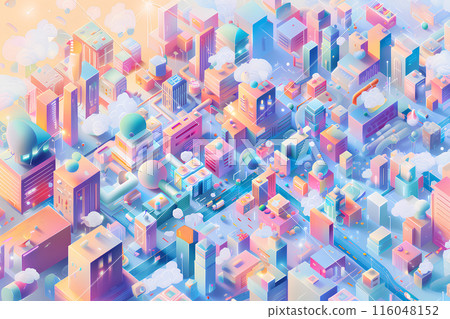 Pastel-colored futuristic city-3 Pastel-colored futuristic city-3 116048152