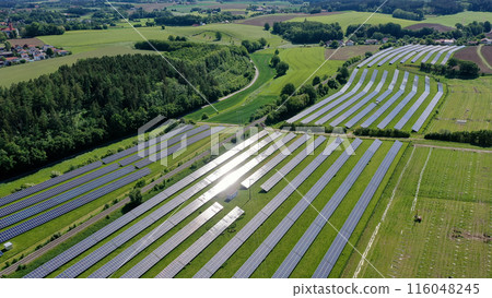 Aerial Perspective of a Solar Field.  116048245