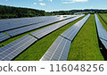 Aerial Perspective of a Solar Field.  116048256