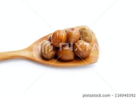 Pickled plums on white background. Pickled plums on white background. 116048392