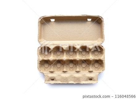 Egg carton box on white background. Egg carton box on white background. 116048566