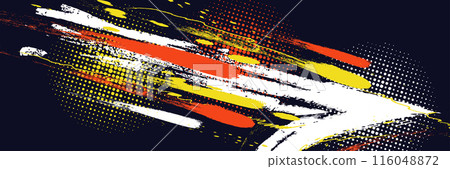 Abstract Sports Background with White, Orange, and Yellow Brush Texture and Halftone Effect. Grunge Background for Banner or Poster Design Abstract Sports Background with White, Orange, and Yellow Brush Texture and Halftone Effect. Grunge Background for Banner or Poster Design 116048872