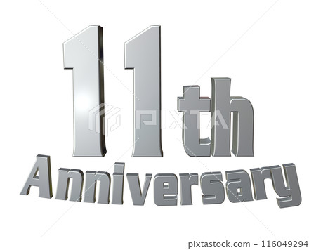 3DCG text "11th Anniversary" Silver, Silver 116049294