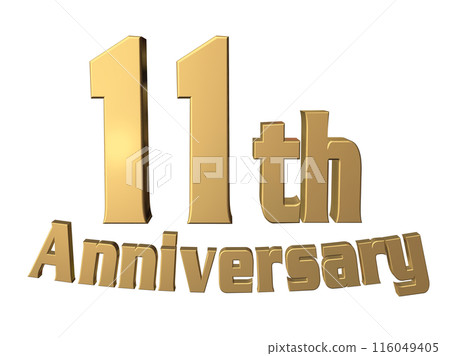3DCG text "11th Anniversary" in gold 116049405