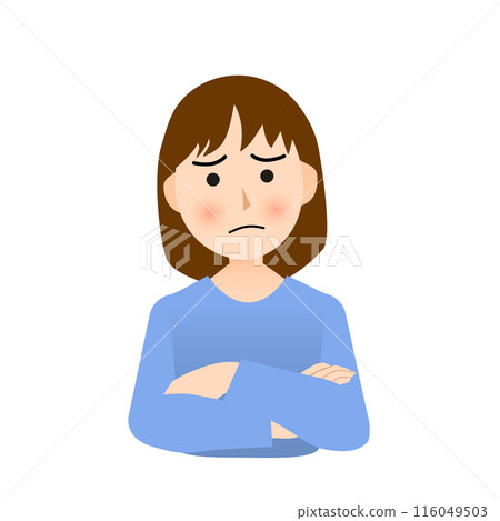 一個雙臂交叉的憂心忡忡的女人 116049503
