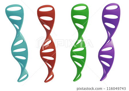 3D rendering of colorful DNA structures on white background 116049743