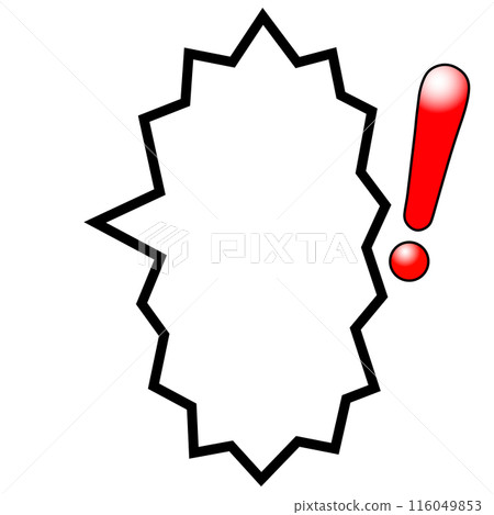 A vertical zigzag speech bubble with an exclamation mark A vertical zigzag speech bubble with an exclamation mark 116049853