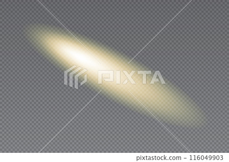 A yellow elongated ellipse of a spotlight on the wall in the form of a transparent layout 116049903