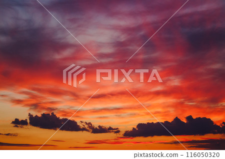 changing weather forecast. red clouds on the evening sky. dramatic sunset background changing weather forecast. red clouds on the evening sky. dramatic sunset background 116050320