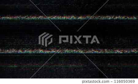 Digital errors on the screen. Colorful stripes noisy television screen 116050369