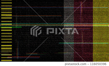 Digital errors on the screen. Colorful stripes noisy television screen 116050396