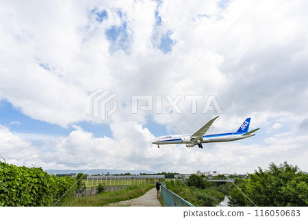 夏季 大阪機場（伊丹機場） 飛機降落大阪府豐中市 116050683