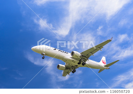 Osaka Airport (Itami Airport) in summer, landing plane, Toyonaka City, Osaka Prefecture 116050720
