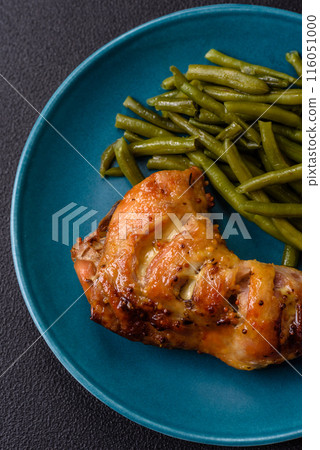 Delicious grilled chicken leg or quarter with salt and spices Delicious grilled chicken leg or quarter with salt and spices 116051000