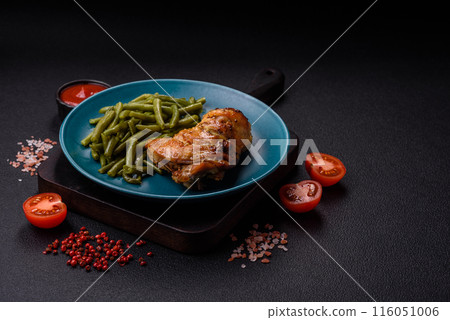 Delicious grilled chicken leg or quarter with salt and spices Delicious grilled chicken leg or quarter with salt and spices 116051006