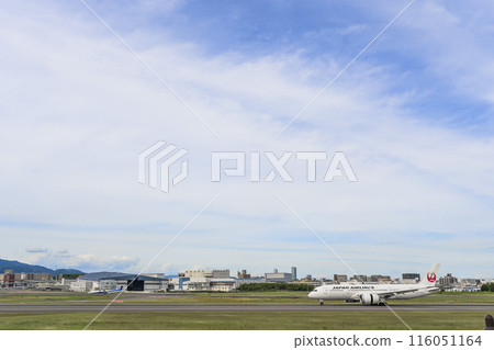 夏季 大阪機場(伊丹機場) 飛機降落大阪府豐中市 夏季 大阪機場(伊丹機場) 飛機降落大阪府豐中市 116051164