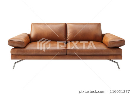 Brown leather sofa isolated on white background 116051277