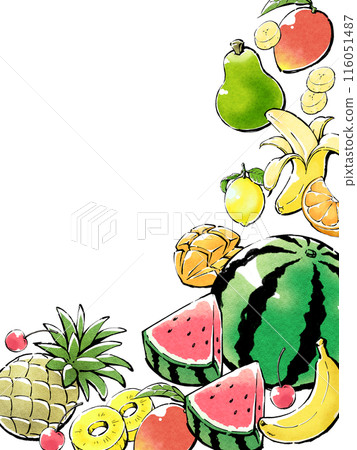 夏季熱帶水果手繪風格相框素材 夏季熱帶水果手繪風格相框素材 116051487