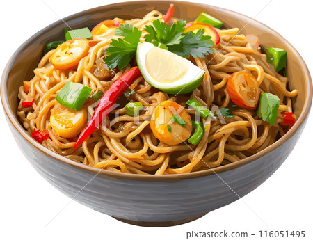 mi goreng, fried noodles, in transparent background, png 116051495