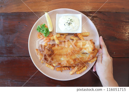 fish and chip or fried fish with French fries fish and chip or fried fish with French fries 116051715