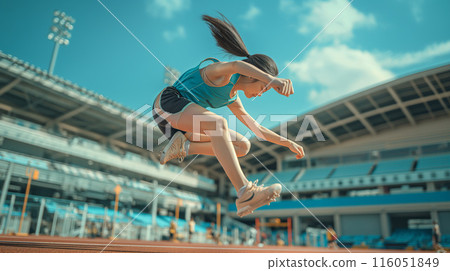 Female track and field athlete competing in the... - Stock Illustration ...