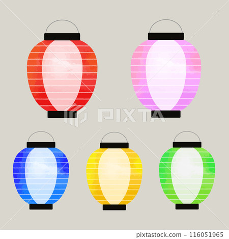 Colorful striped lantern illustration set (watercolor style vector) Colorful striped lantern illustration set (watercolor style vector) 116051965