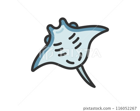 Illustration of manta ray icon (line drawing - Stock