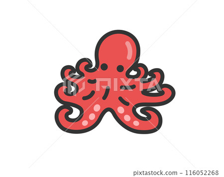 Illustration of octopus icon (line drawing color) Illustration of octopus icon (line drawing color) 116052268