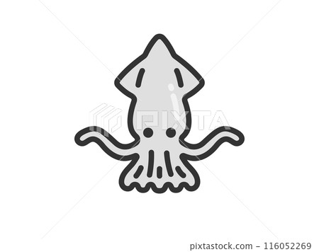 Illustration of squid icon (line drawing color) Illustration of squid icon (line drawing color) 116052269