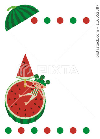Summer image_watermelon, popsicle and watermelon_frame card 116052397