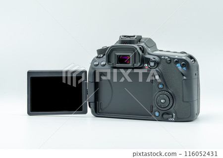 The back of a single-lens reflex camera The back of a single-lens reflex camera 116052431